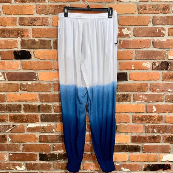 Boheme By Skemo White And Blue Dip Dye Jogger Pants Size Large - Picture 4 of 7